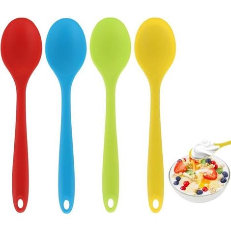 4-teiliges Set bunter Silikonlöffel, lange Silikonlöffel, antihaftbeschichtete Silikon-Küchenlöffel, Silikonlöffel (1/4)
