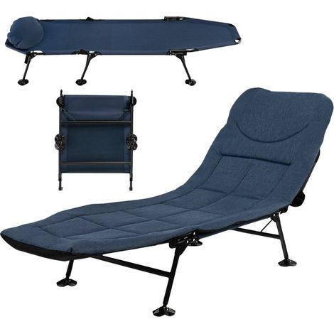 Klappbares Campingbett mit verstellbarer Rückenlehne und Matratze