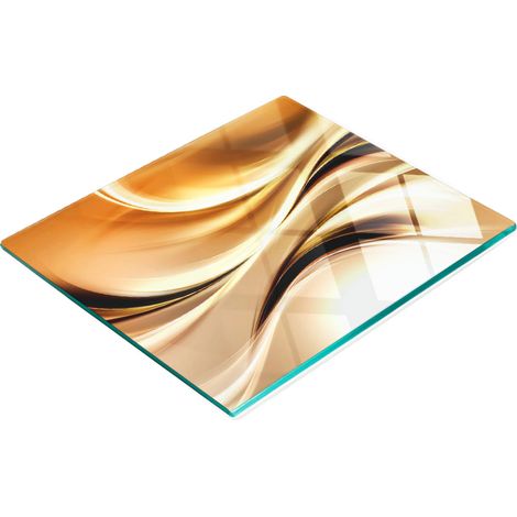 Tablero de vidrio elegante y duradero con estampado de olas abstractas de 60x52 cm.