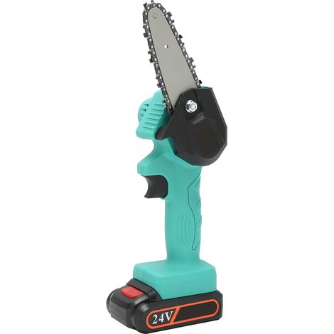 Scie élagueuse électrique mini sans fil FYD-001, tronçonneuse de jardin à main rechargeable, lame verte, chargeur UE 110-240V, coupe branches légère et pratique. (1/5)