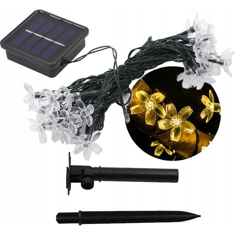 Solar-Gartenleuchten-Set, 5 Meter, 20 LED-Blumen, warmweiß, dekorativ (1/5)