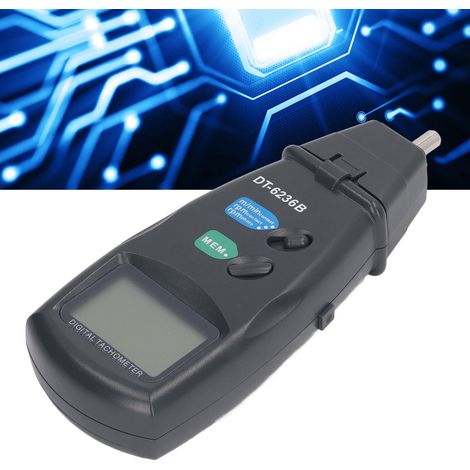 Fotoelektrischer Drehzahlmesser, Kombination aus fotoelektrischer und Kontakt-Drehzahlmessung, 2,599999 U/min, 0,051999,9 m/min, Motordrehzahlmesser mit 5-stelliger hintergrundbeleuchteter LCD-Anzeige (1/5)