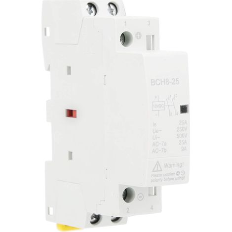 Contacteur/Relais DC 12V/24V 25A, 2 Contacts NO Silencieux, Montage sur Rail DIN, pour Solaire, Domotique, Automatisme Industriel (1/5)