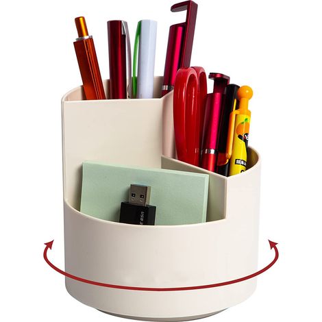 Porte-crayons de bureau rotatif à 3 orifices, 3 emplacements, organiseur de crayons et stylos de bureau