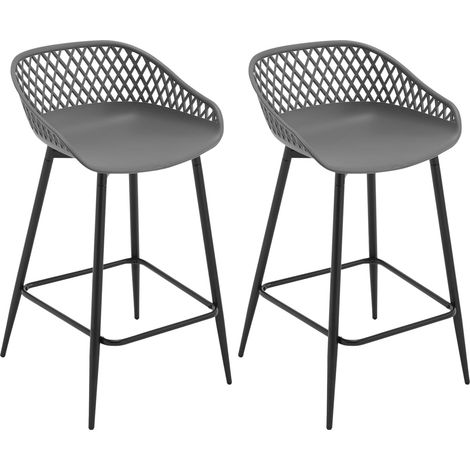 WOLTU 2x Taburetes de Bar o Cocina, Taburetes de Bar Profesionales, con Respaldo y Reposapiés, Gris (1/5)