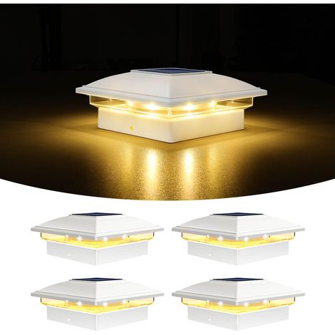 Set di 4 luci solari da esterno, luci solari per pali, 2 modalità, lampada LED impermeabile per giardino, terrazzo, recinzione, adatta per pali in legno da 8x8, 9x9 e 10x10 cm [Classe energetica E]