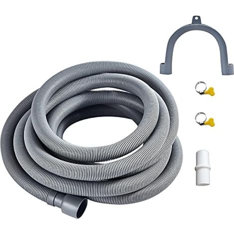 Kit d'extension de tuyau de vidange de machine à laver de 10 m, tuyau de vidange ondulé flexible pour machine à laver de 3,2 cm avec 1 adaptateur, 1 support de coude en U, 2 colliers de (1/4)