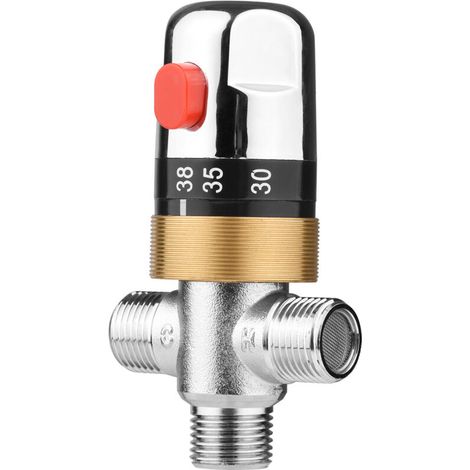 Thermostatic temperature control valve, hot and cold water shower mixer, G1/2 copper mixing valve, three-way diverter for solar heating system, bath hose, c (1/5)