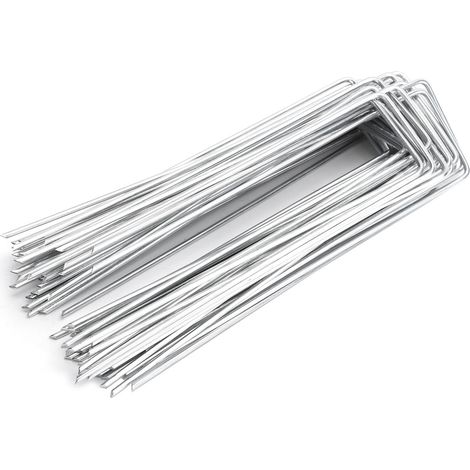 50 Pièces Piquets de Jardin en U Agrafes de Sol pour Fixation Toile Anti-Mauvaises Herbes Pelouse (1/5)