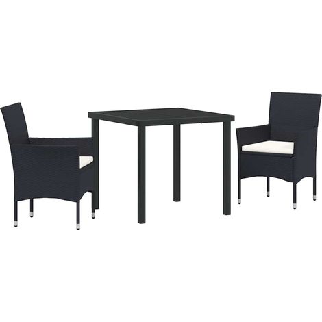 Maison Exclusive - Ensemble de salle à manger pour jardin 3 pcs Noir polyrotin (1/5)