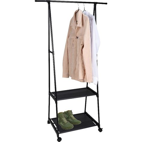 Kleiderständer mit Schuhablage, Metall, 55 - 88 x 45 x 157 cm, schwarz (1/5)