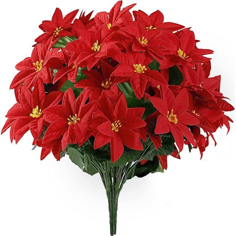 Bouquet Artificiel - Buisson De Noël En Tissu Soyeux - Pour Décoration Intérieure Extérieure Arbre À Noël Fête Mariage Maison - Lot De 5 (1/5)
