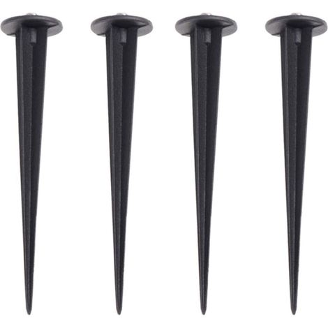 Sollbry Paquete de 4 luces solares para césped, iluminación de paisaje, estacas para jardín, clavos de repuesto para el suelo, luces navideñas (160 mm, negras) (1/3)