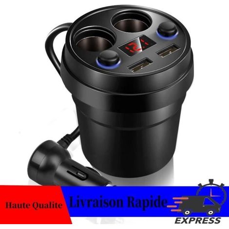 HURRISE Chargeur allume-cigare multifonction à double port USB pour voiture - Double prise cigare, technologie de charge rapide (1/4)