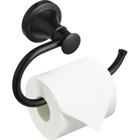 Portarotolo di carta igienica antico nero, in metallo, da parete, per bagno, completo di viti per un montaggio stabile. (1/2)