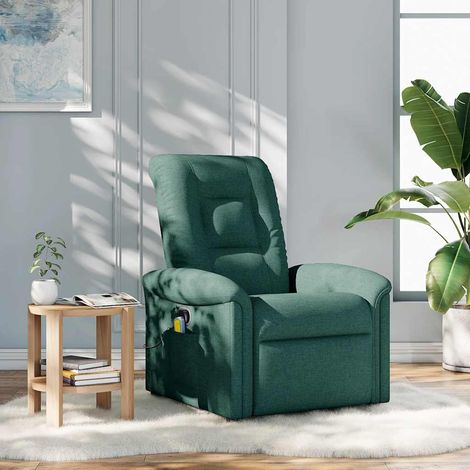 Fauteuil inclinable de massage 6 points, tissu vert foncé, 77 x 91,5 x 96 cm - PANGIVO (1/5)
