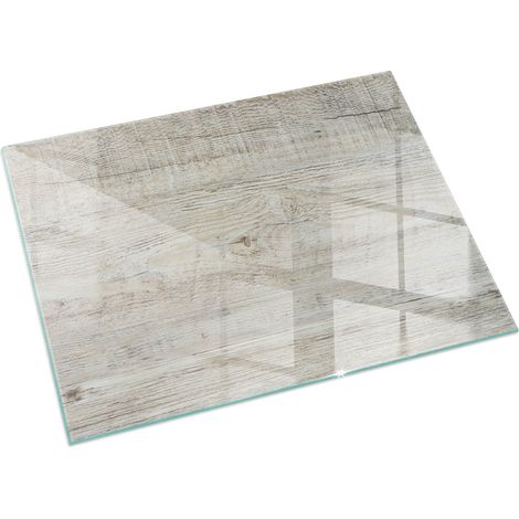 Plaque Rectangulaire de protection de sol en verre trempé pour cheminée ou poêle à bois pare-feu contre les étincelles Texture bois clair 60x40 cm (1/5)