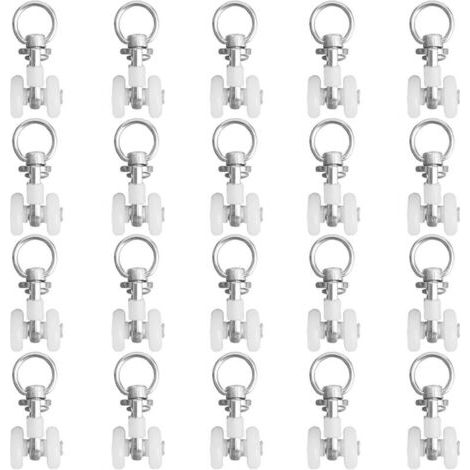 BUNTHAUS Lntyq 20pcs Rouleaux de Rail de Rideaux,Rouleaux de Rail,Rouleaux de Tringle à Rideaux GlissièRes,Poulie Silencieuse,Rail de Rideaux FenêTre Double Rail Rouleau,pour Rails de Rideau de Window