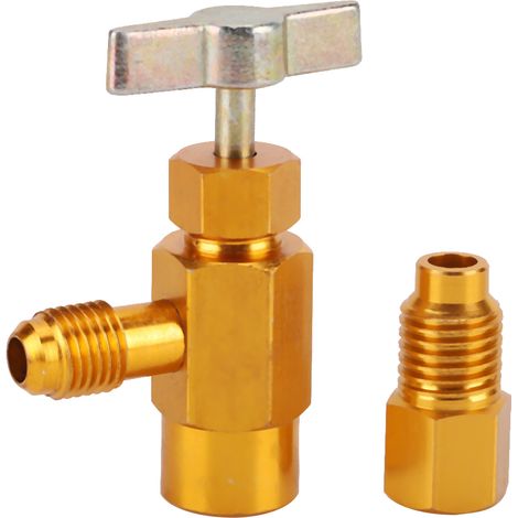 1 Ouvre-bouteille réfrigérant R134a, laiton, filetage 1/2", pour climatisation auto, avec manomètre (1/5)