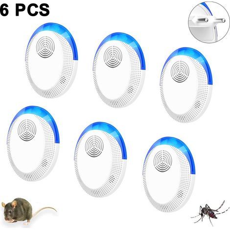 4 oder 6 Ultraschall-Schädlingsbekämpfer gegen Mücken, Mäuse, Kakerlaken, Ameisen, Spinnen und andere Insekten. Elektronisches Gerät zum Einstecken für Zuhause, Büro oder Hotel (4er-Set). (1/5)