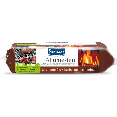 Allume-feu - STARWAX - x84 - 100% naturel - Sans paraffine - Carrés découpables