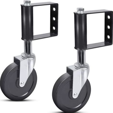Lot de 2 roulettes de portail à ressort en caoutchouc résistant au vieillissement avec plaque de montage universelle, capacité de 100 kg, 100 mm NPTERBL (1/5)