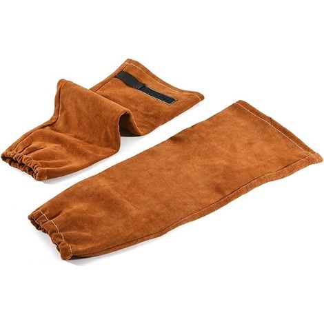 Leather Welding Sleeves for Men & Women Cowhide Leather & Non-Stick Lining Heat and Flame Resistant Gardening Arm Protection Sleeves, 1 Pair (1/5)