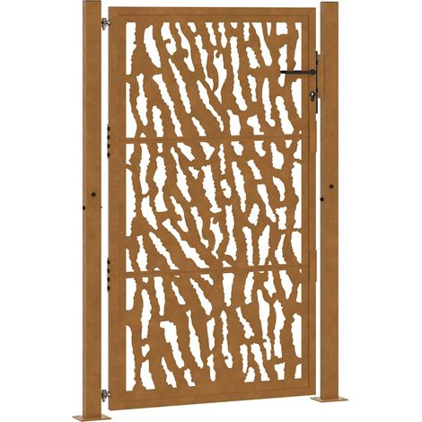 Portail de jardin 100x150 cm en acier patiné avec motif de traces
