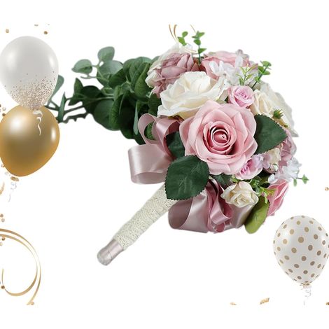 Bouquets de Mariée Cascade Artificielle Bohème Rustique bouquet de fausses fleurs de la mariée pour cérémonie à l'église bal fête remise des diplômes anniversaire (1/5)