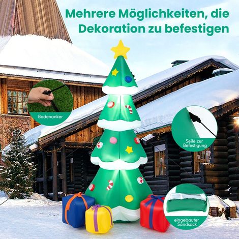 Sapin de Noël gonflable 180 cm avec boîte cadeau, décoration LED de Noël (1/5)