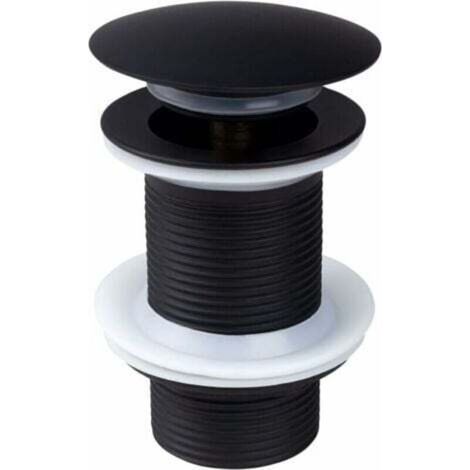 Black Basin Waste without Overflow, Universal Black Pop-Up Basin Waste, Drain Plug without Overflow, Drain Plug without Overflow, Automatic Pop-Up Waste for Countertop Basin