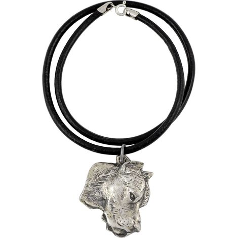 Cane argentino, Dogo Argentino - collana con ciondolo placcato in argento per gli amanti dei cani, gioiello unico di Art-Dog (1/5)