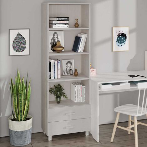 Buffet - Armoire de rangement Enfilade haut Blanc 60x35x180 cm Bois massif de pin BV150521 - BonneVie (1/5)