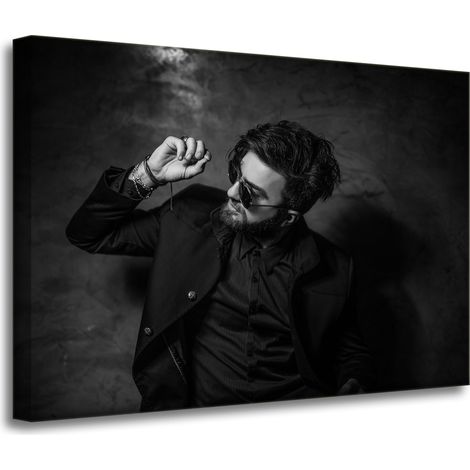 Leinwanddruck Schwarz-Weiß-Mann 70x50 cm