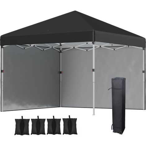 Faltpavillon 2,97 x 2,97 m mit UV-Schutz und Seitenwänden, Partyzelt mit Sandsack, Pop-Up-Zelt für Terrasse aus Stahl in Schwarz 
On-Site