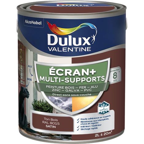 ECRAN+ MULTI-SUPPORTS EXTERIEURE - Peinture en Phase Aqueuse Éxtérieur - Satin Ton Bois 2 L - Dulux Valentine