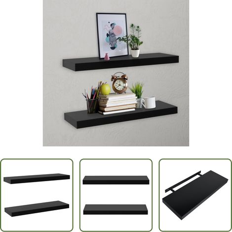 Wandregale - Schweberegale 2 Stk. Schwarz 60 x 20 x 3,8 cm (1/5)