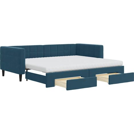 Maison Exclusive - Divano Letto Estraibile con Cassetti Blu 90x200 cm in Velluto (1/5)