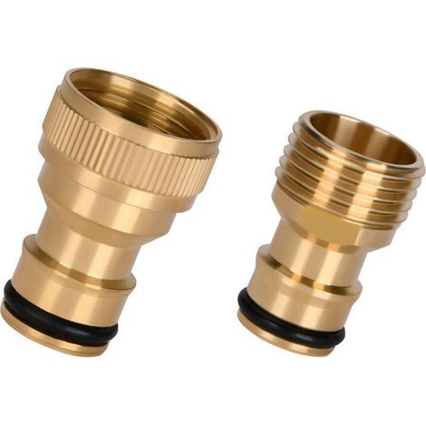 Set di 2 adattatori per tubo da giardino, raccordi in ottone, connettore rapido da 1/2", accessori per l'irrigazione e il giardinaggio, cucina (1/5)
