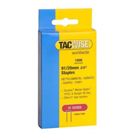 Tacwise 0284 Agrafes a Couronne Etroite 91/20 mm, Boite de 1.000