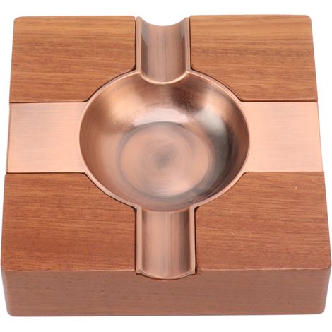Vintage-Aschenbecher aus Bronze und Holz, quadratische Form, tragbar und leicht zu reinigen, Wohnaccessoire (1/5)