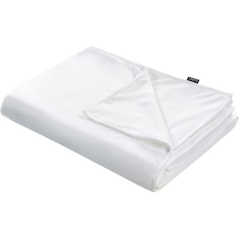 Funda de manta pesada moderna tejido liso poliéster textil dormitorio 120 x 180 cm blanca Rhea