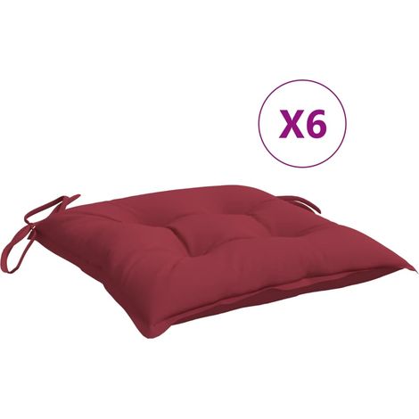 Coussins de chaise lot de 6,Coussins d'extérieur bordeaux 40x40x7 cm tissu oxford CFW178142 (1/5)