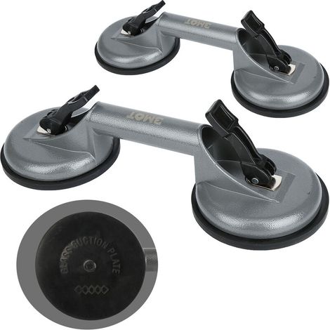 Lot de 2 ventouses à vide avec poignée de maintien 100 kg pour verre - Argent (1/4)
