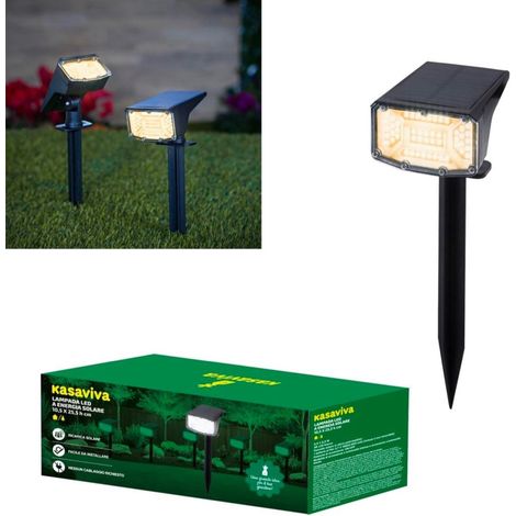 1 Pezzo Lampada Solare Faretto Led da Giardino Nero 25 x 10 cm