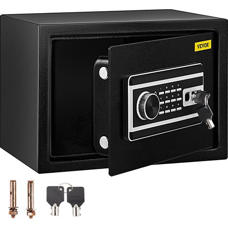 Coffre-Fort Biométrique à Empreintes Digitales 22,6 L Coffre-Fort Numérique Combinaison Clés Coffre de Sécurité en Acier Anti-Effraction 4 Types de Déverrouillage Argent Bijoux Domicile Noir