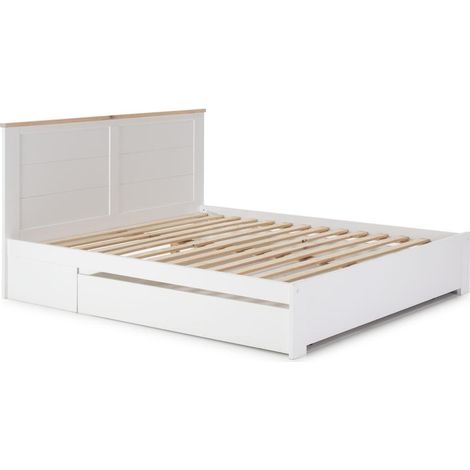 Cama para matrimonio modelo Gala con cajón y somier acabado blanco, para colchón 135/140x190 cm . (1/4)