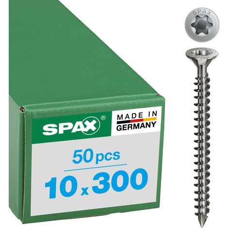 Vis en acier inoxydable, 10 x 300 mm, 50 pièces, Tête centrante, Tête fraisée, T50, Pointe CUT, Acier inoxydable A4-1208001003005 (1/3)