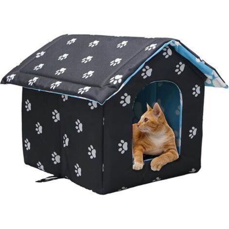 Maison pour Chat Exterieur - Pliable - Étanche - 45x43x40 cm - Confortable en Hiver (1/5)