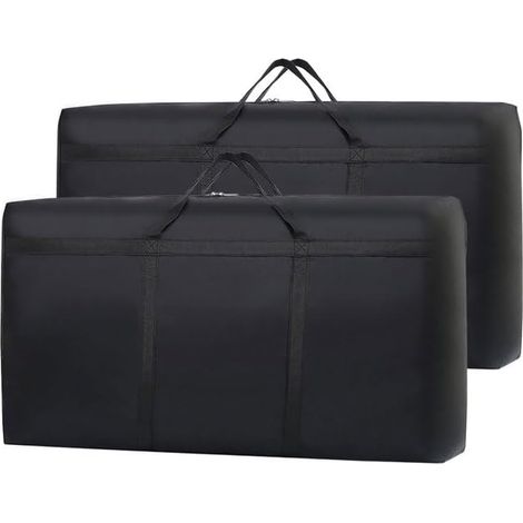 2 Pcs Grands Sacs de Rangement Étanche, 90L Sac de Rangement Sous le Lit Sac de Déménagement Pliable avec Poignée Zippée pour Vêtements Saisonniers, Couettes, Articles de Noël (Noir) (1/5)